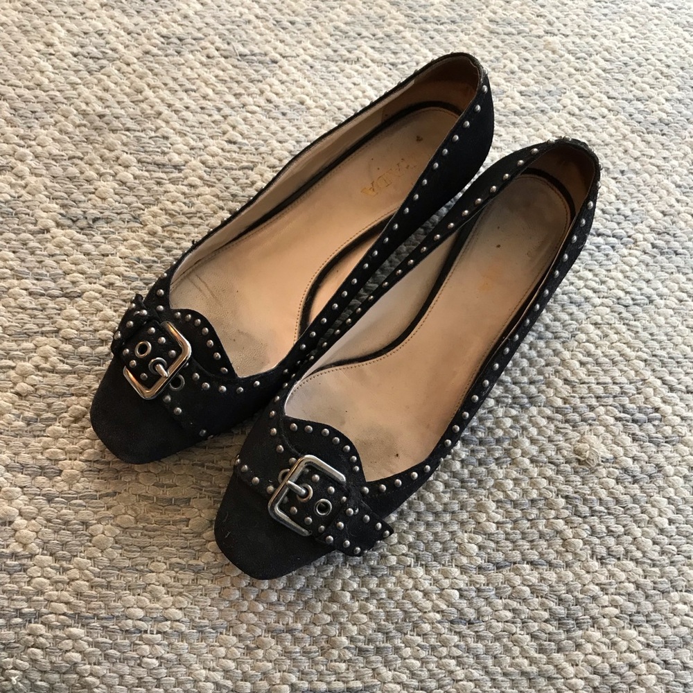 Black studded Prada heels